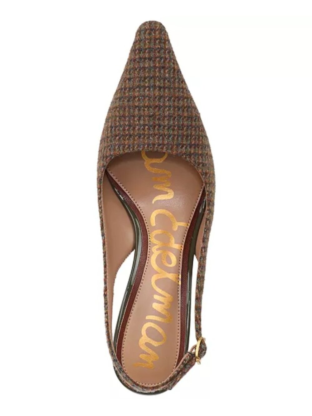 Sam Edelman Bianka Slingback Pumps Brown Plaid Fabric Women's Sizes NEW - Picture 4 of 13